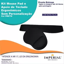 Kit 24 Mouse Pad + 24 Apoio De Teclado Ergonômicos Preto 