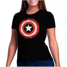 Camiseta Feminina Baby Look Capitão América Escudo Clássico