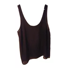 Musculosa Blusa Sin Mangas Seda Negra L / Xl