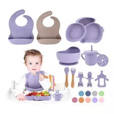 Set Alimentación Silicona Comida Bebé 12 Pcs Antideslizante