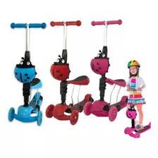 Patinete Infantil 3 Rodas Joaninha 2 Em 1 Com Luz Com Banco