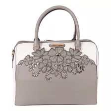 Bolsa Boston Nicole Lee Corte Laser Y Bordado Ss22 Color Gris