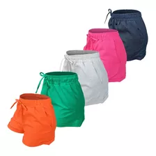 Kit 5 Short Shortinho Feminino Cintura Alta Em Linho Verão