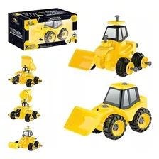 Trator Construção Monta E Desmonta 15 Cm Com Chave Brinquedo