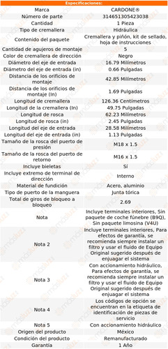 (1) Cremallera Direccin Hidrulica Deville 96/99 Reman Foto 5