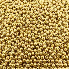 Miçanga Bolinha Metal Bijuterias Dourado 6mm Aprox. 350pçs