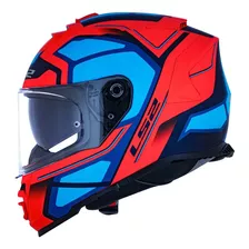 Capacete Moto Ls2 Storm Faster Laranja Red Fluor Loja @# Cor Laranja/azul Tamanho Do Capacete 62/xl