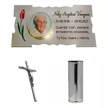 Placa + Foto + Florero + Cruz. Para Cementerio, Lapidas.