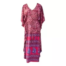 Vestido Kaftan Seda Indiano Longo Estampado Plus Size 539