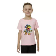 Camiseta Infantil Masculino Dinossauro Com Fone De Ouvido 
