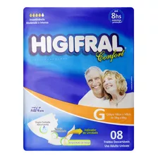 Fralda Geriátrica Higifral Confort G Com 8 Unidades