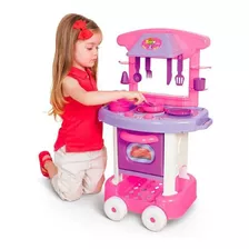 Cozinha Infantil Rosa Forno Fogão E Pia Brinquedos Playtime