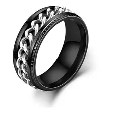 Anillo Con Cadena Giratoria Joyería Para Hombre Y Mujer