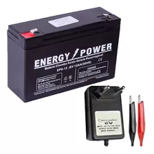 Bateria 6v 12ah + Carregador 6v 800mah Garra Moto Elétrica