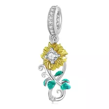 Charm Dije Plata 925 Flor Girasol Infinito / Todojoyas