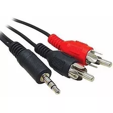 2 Cabo P2 - 2 Plug Rca 1,8m Reforçado Celular Pc Tablets Som