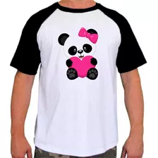 Camiseta Raglan Estampa Animais Urso Panda Fofo 87