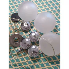 Lampara Colgante, 3 Globos De Cristal Con Tensores Reglables