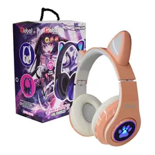 Auricular Bluetooth Stereo Con Orejas De Gato Color Rosa