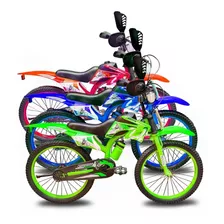 Bicicleta Con Diseño De Moto Cross, Rodado 20 Con Roncadores