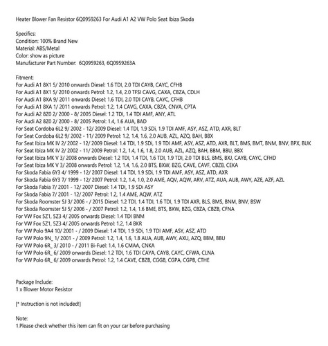 Resistencia Motor Soplador Seat Audi Skoda Polo Fox Rs052 Foto 4