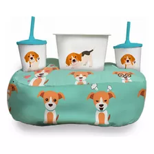 Almofada Cheia Decorativa Kit Porta Pipoca Beagle Cachorro 