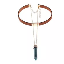 Colar Choker 2 Camadas Chic Luxo Festa Pedra Ametista Verde