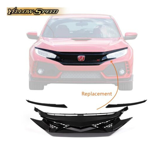 Front Bumper Grille Hood Abs Fit For 2016-2021 Honda Civ Ccb Foto 6
