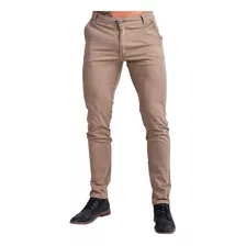 Jeans Corte Chino Beige Semi Chupin Elastizado