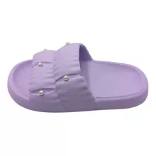 Sandalia Dama Tipo Pantufla Perlas Cómoda Moda Talla 23 A 26