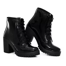 Bota Coturno Verniz Feminino Tratorada Salto Alto.f/ Gratis 