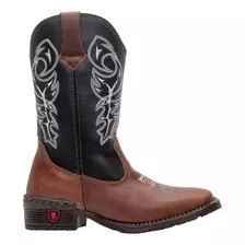 Bota Texana Infantil Couro Masculina Bordada Kids Oferta