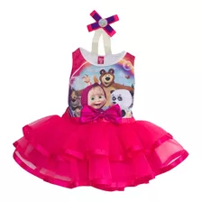 Vestido Disfraz Bebé Niña Masha Y Oso Fiesta Cumpleaños Rosa Bonito Tutu