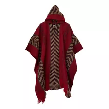 Poncho Con Lana De Alpaca Diseño Tradicional Mapuche