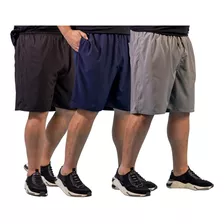 Kit 3 Bermudas Mauricinho Plus Size Masculina Tactel