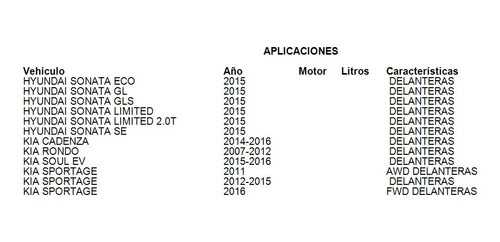 Balatas Delanteras Para Hyundai Sonata Gl 2015 Grc Foto 3