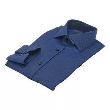 Camisa Social Azul Escuro Gola Rígida