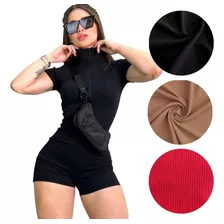 Macaquinho Virgínia Feminino Canelado Premium Moda Gringa 