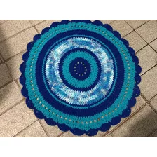 Alfombra Tejida Al Crochet En Hilo De Algodon