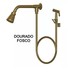 Chuveiro Articulado C/ducha + Desviador 100% Metal 1995 Cor Dourado Fosco