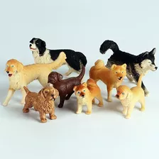 8 Cachorros Miniaturas Realistas Cachorro Fazenda Brinquedos