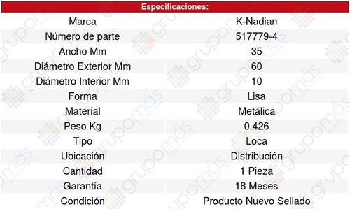 Polea Guia Distribucion Legacy Estate/wagon 4cil 2.5l 02/06  Foto 3