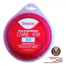 Fio Nylon Roçadeira Redondo 2,5mm Branco Rolo Com 42 Metros Cor Vermelho