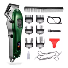 Maquina Profesional Cortadora De Cabello Kit Completo Color Verde