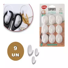 Kit 9 Gancho Adesivo De Parede Suporte Resistente Cola Forte Cor Branco