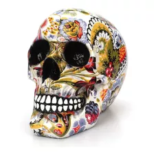 Flor Colorida Pintura Desenho Caveira Mexicana Cabeça Cranio