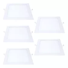 Kit 5 Plafon Led Embutir 18w 22x22 Luz Branco Frio 6500k