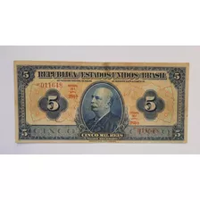 R100 Nota Antiga 5.000 Mil Réis, 1936 Autografada 
