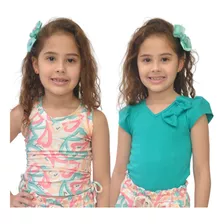 Kit 2 Blusas Infantil Menina Feminina Verão Blogueirinha