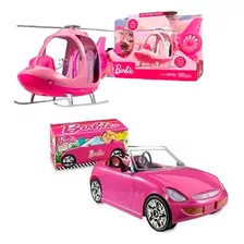 Helicoptero + Auto Barbie Original Con Accesorios Y Stickers